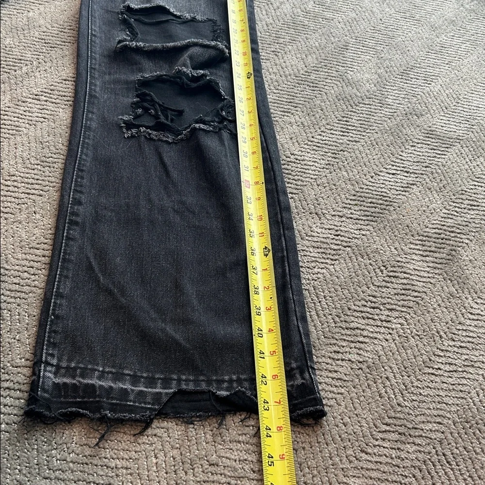 Vibrant M.I.U. Jeans Women's Juniors Size 1 Black Distressed High Rise Wide Leg - Picture 10 of 12